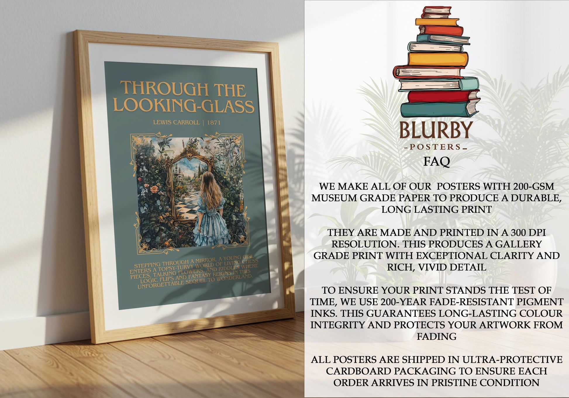 Through the Looking Glass by Lewis Carroll | Descriptive Book Poster | Blurby