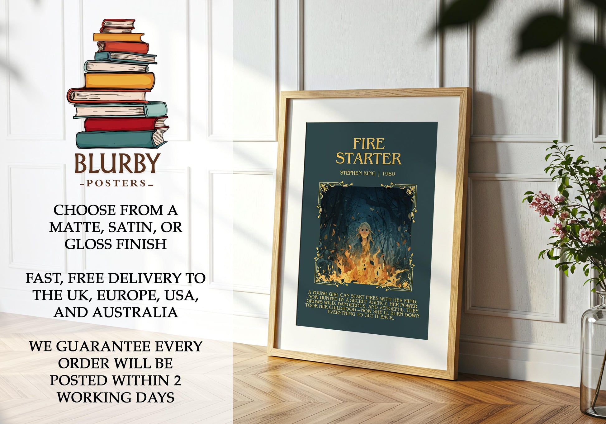 Fire Starter by Stephen King | Descriptive Book Poster | Blurby