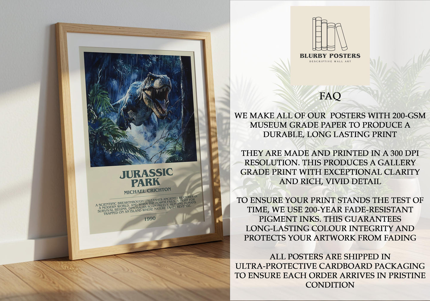 Jurassic Park by Michael Crichton | Descriptive Book Poster | Blurby