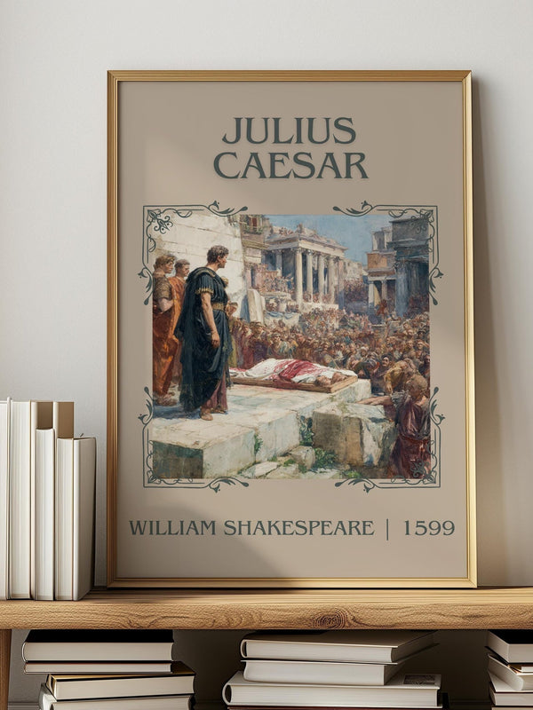 Julius Caesar classic book art print in frame leaning in hallway – classic literature wall art
