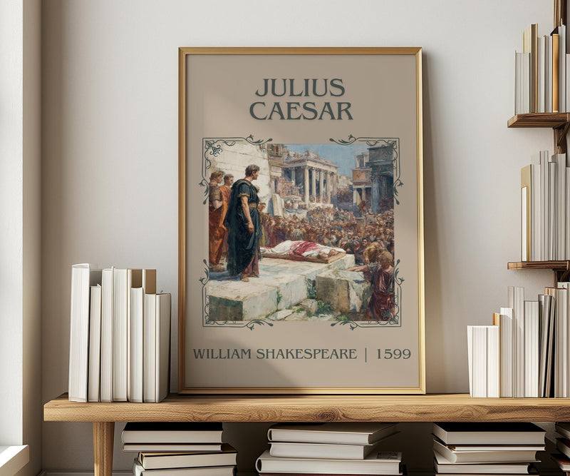 Julius Caesar classic book art print in frame leaning in hallway – classic literature wall art