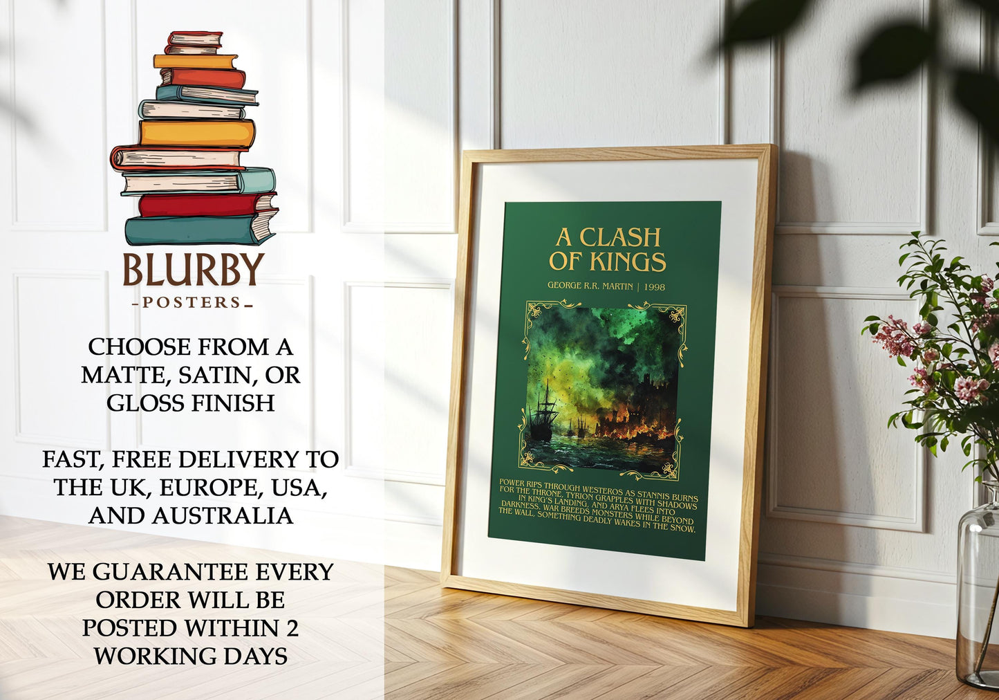 A Clash Of Kings by George R.R. Martin | Descriptive Book Poster | Blurby