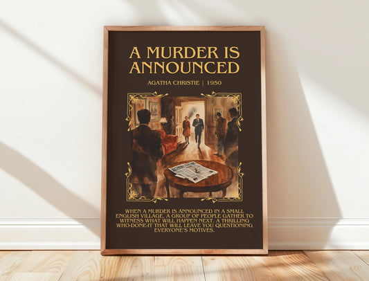 A Murder Is Announced by Agatha Christie | Descriptive Book Poster | Blurby