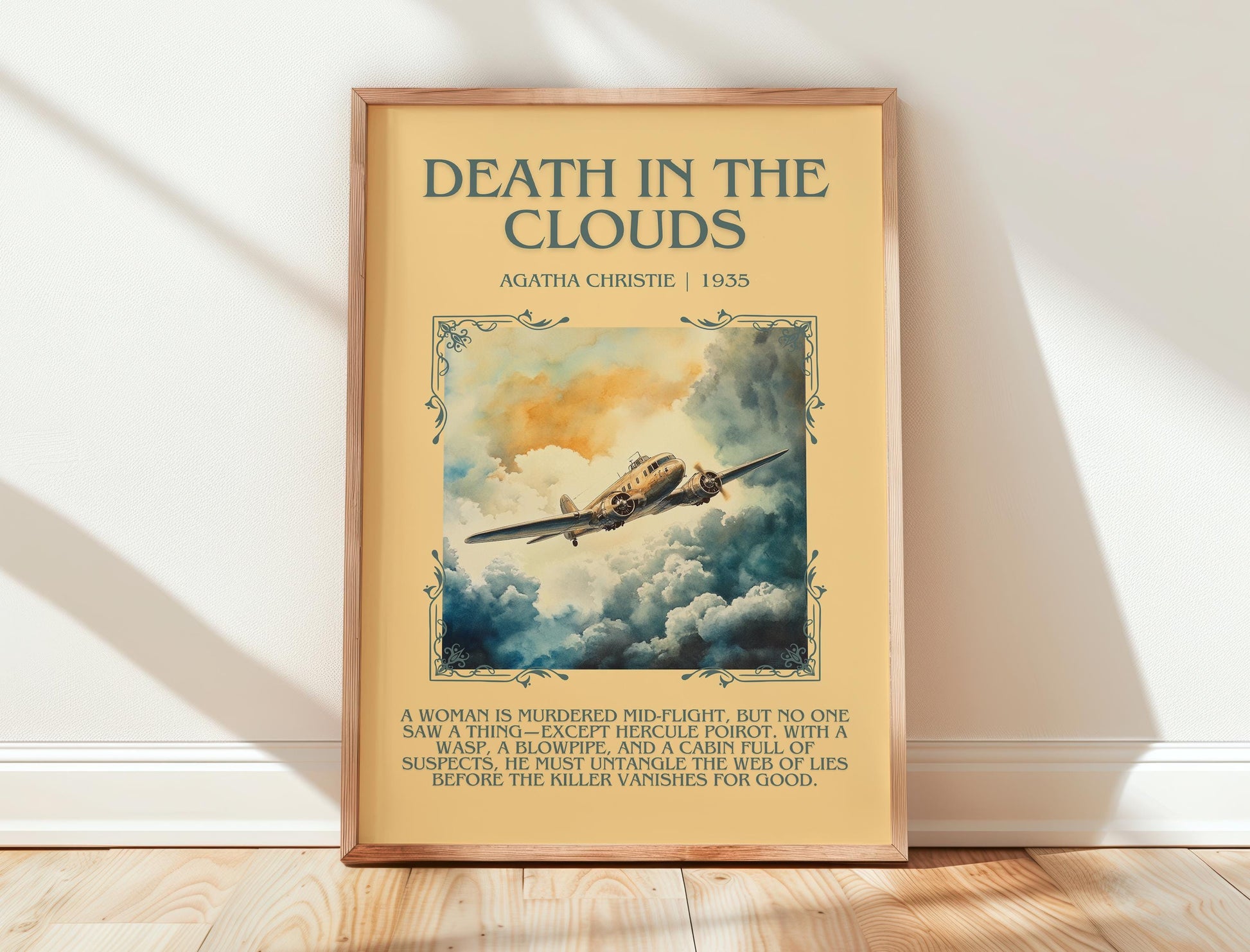 Death In The Clouds by Agatha Christie | Descriptive Book Poster | Blurby