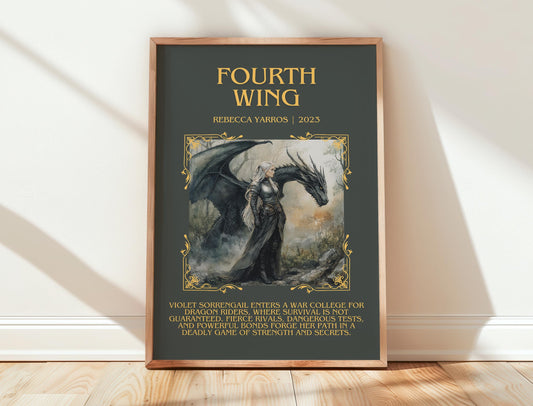 Fourth Wing by Rebecca Yarros | Descriptive Book Poster | Blurby