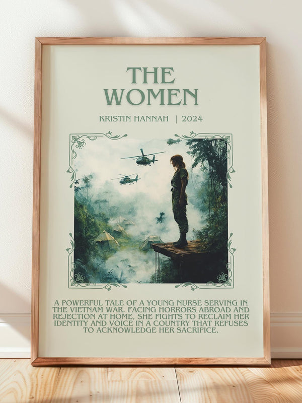 The Women minimalist print in frame leaning in hallway – historical fiction wall art