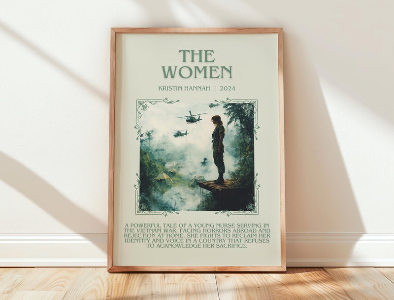 The Women minimalist print in frame leaning in hallway – historical fiction wall art