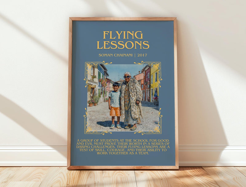 Flying Lessons minimalist print in frame leaning in hallway – childrens wall art