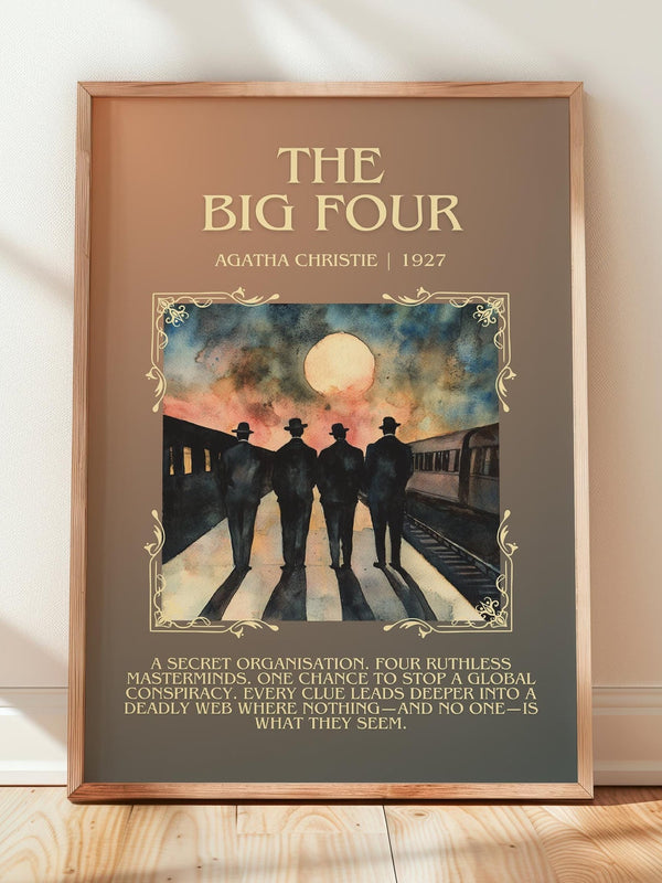 The Big Four minimalist print in frame leaning in hallway – mystery wall art