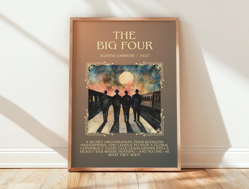 The Big Four minimalist print in frame leaning in hallway – mystery wall art