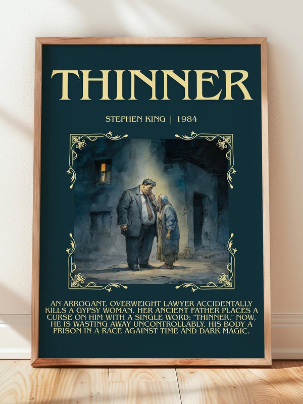 Thinner minimalist print in frame leaning in hallway – horror wall art