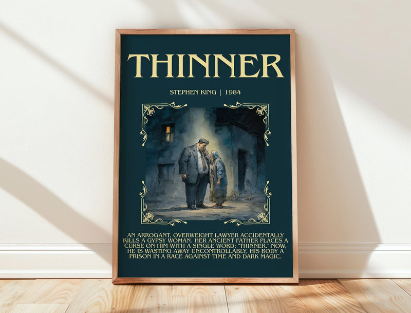 Thinner minimalist print in frame leaning in hallway – horror wall art