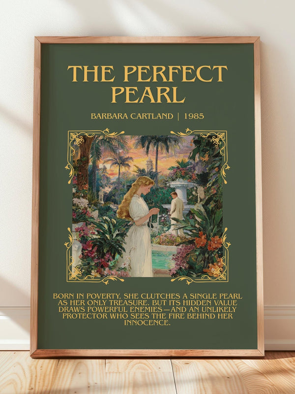 The Perfect Pearl minimalist print in frame leaning in hallway – romance wall art