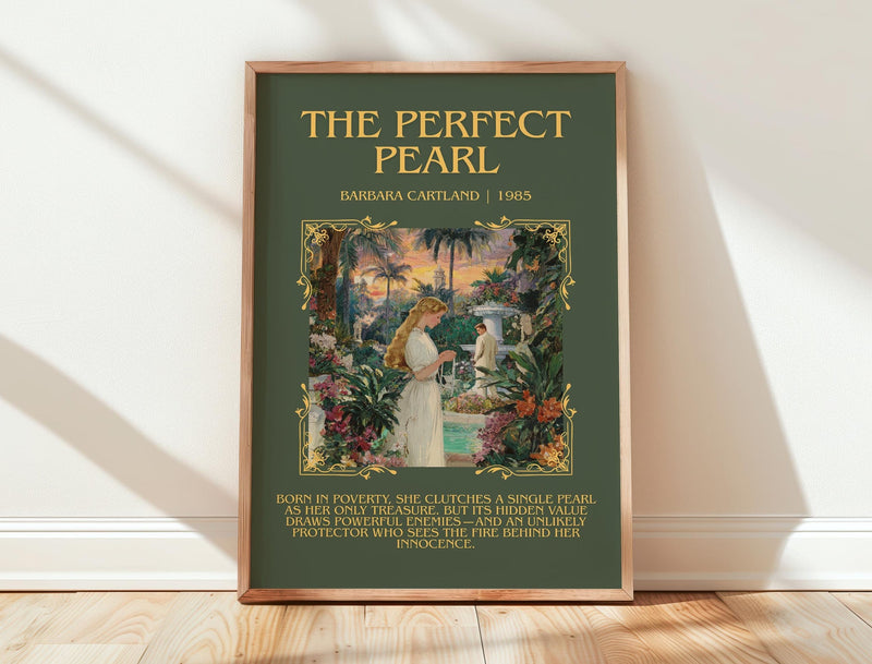 The Perfect Pearl minimalist print in frame leaning in hallway – romance wall art