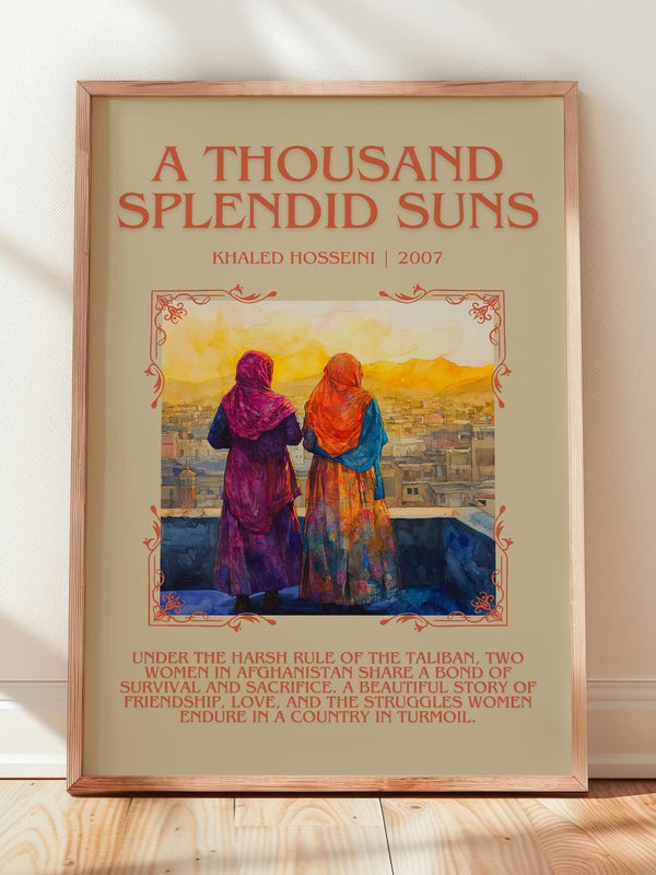 A Thousand Splendid Suns minimalist print in frame leaning in hallway – historical fiction wall art