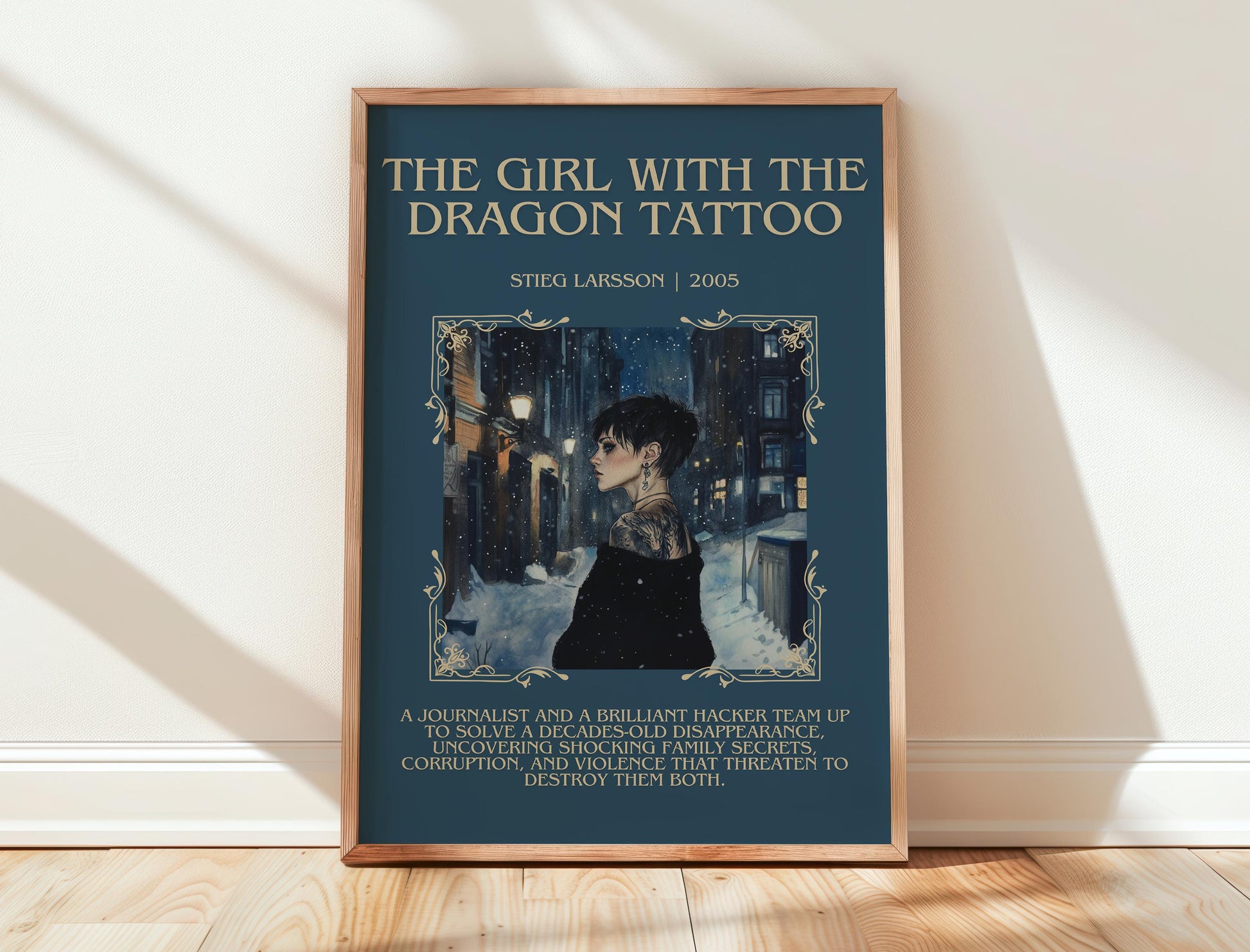 The Girl With The Dragon Tattoo by Stieg Larsson | Descriptive Book Poster | Blurby