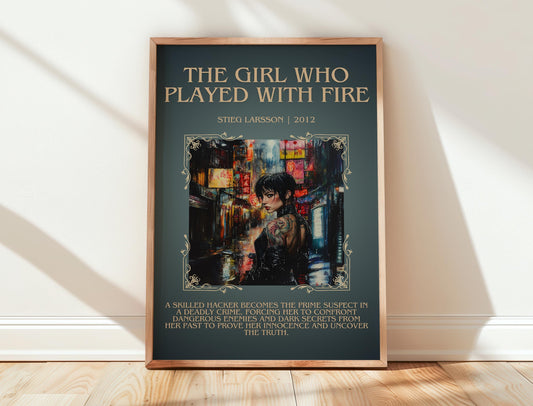 The Girl Who Played With Fire by Stieg Larsson | Descriptive Book Poster | Blurby