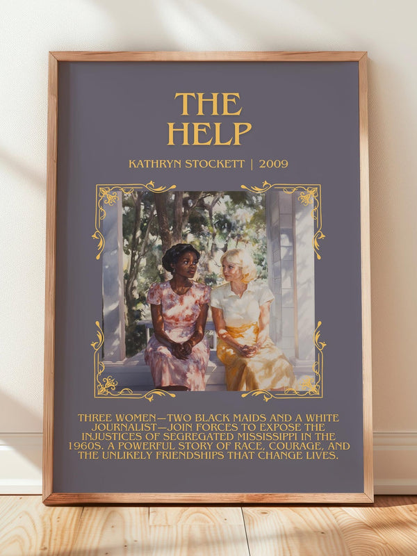The Help minimalist print in frame leaning in hallway – historical fiction wall art