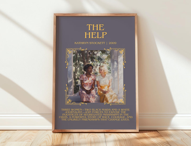 The Help minimalist print in frame leaning in hallway – historical fiction wall art
