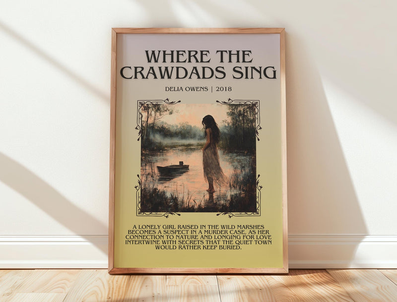 Where the Crawdads Sing minimalist print in frame leaning in hallway – historical fiction wall art