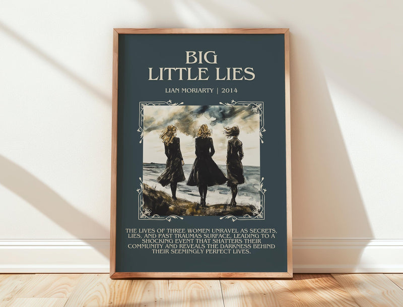 Big Little Lies minimalist print in frame leaning in hallway – contemporary fiction wall art