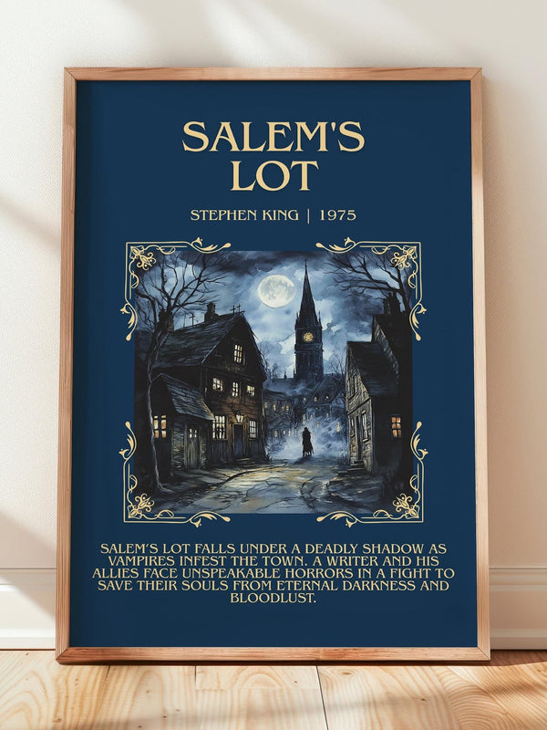 Salem's Lot minimalist print in frame leaning in hallway – horror wall art