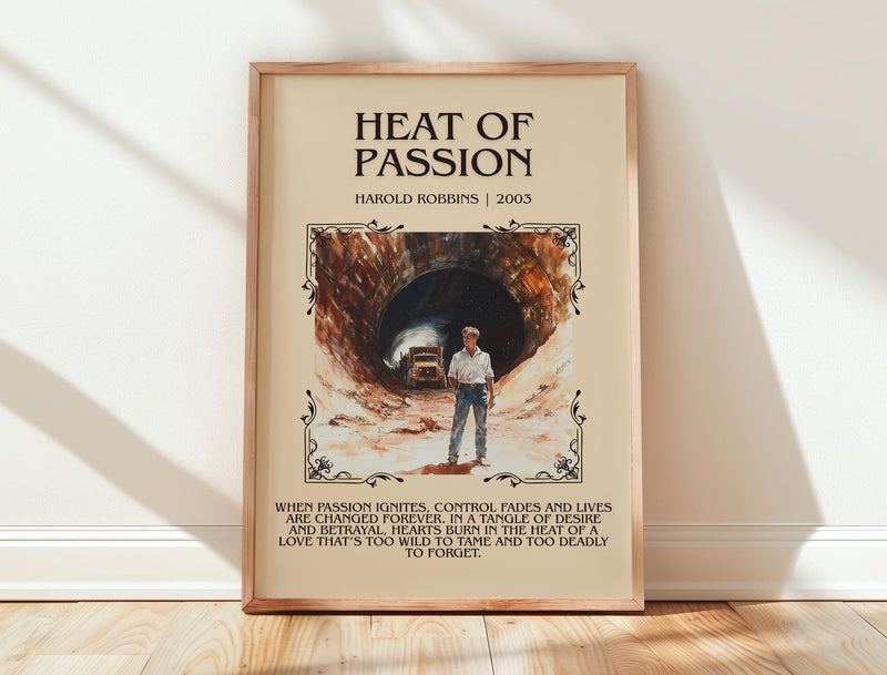 Heat of Passion minimalist print in frame leaning in hallway – romance wall art