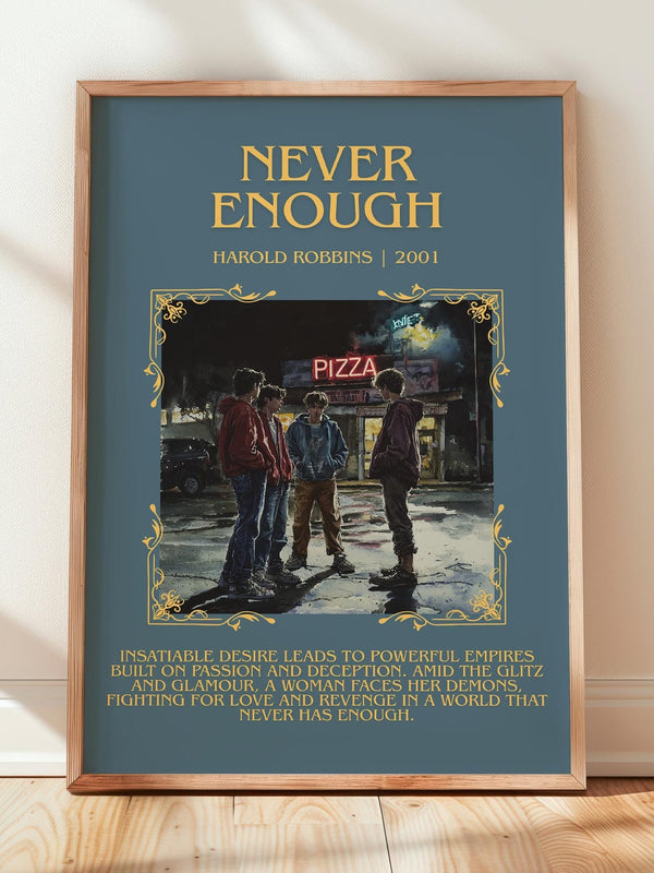 Never Enough minimalist print in frame leaning in hallway – romance wall art