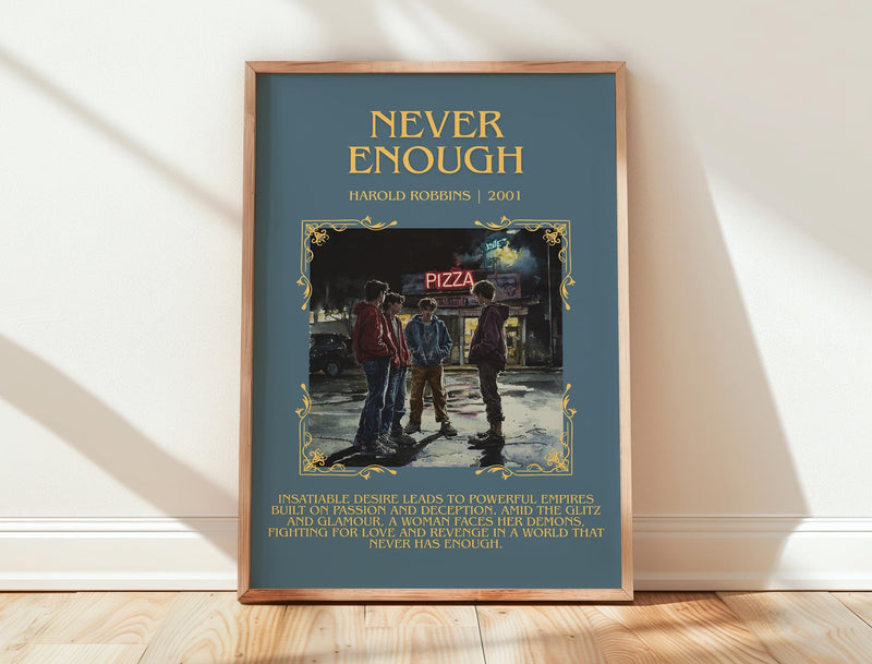 Never Enough minimalist print in frame leaning in hallway – romance wall art