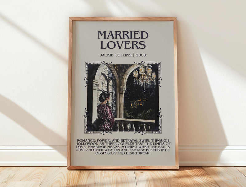 Married Lovers minimalist print in frame leaning in hallway – romance wall art