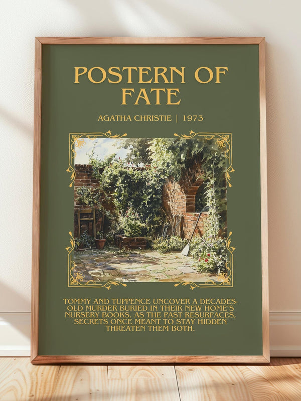 Postern of Fate minimalist print in frame leaning in hallway – mystery wall art