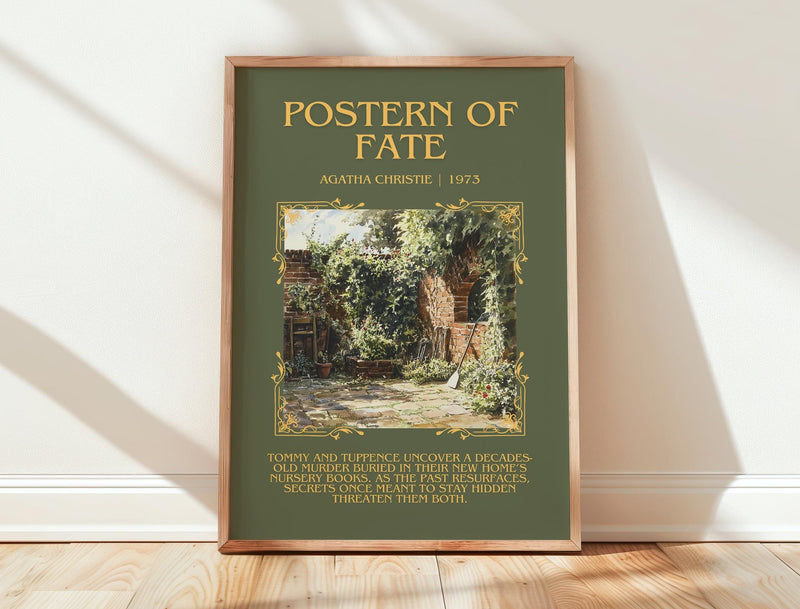 Postern of Fate minimalist print in frame leaning in hallway – mystery wall art