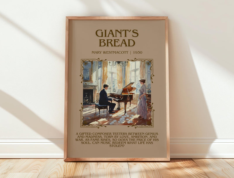 Giant’s Bread minimalist print in frame leaning in hallway – romance wall art