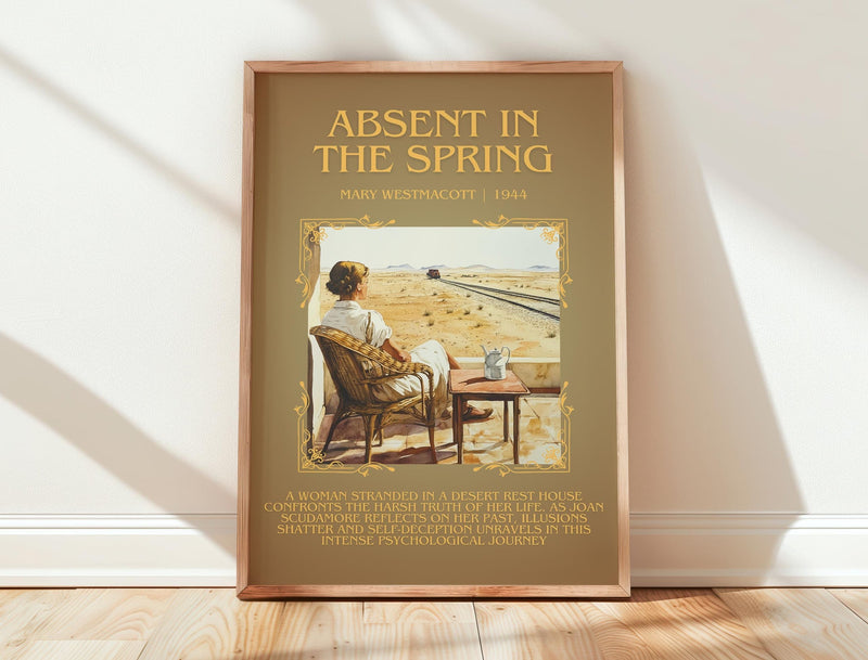 Absent In The Spring minimalist print in frame leaning in hallway – romance wall art