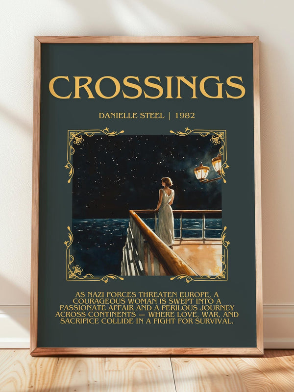 Crossings minimalist print in frame leaning in hallway – romance wall art