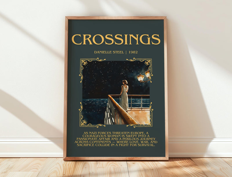 Crossings minimalist print in frame leaning in hallway – romance wall art