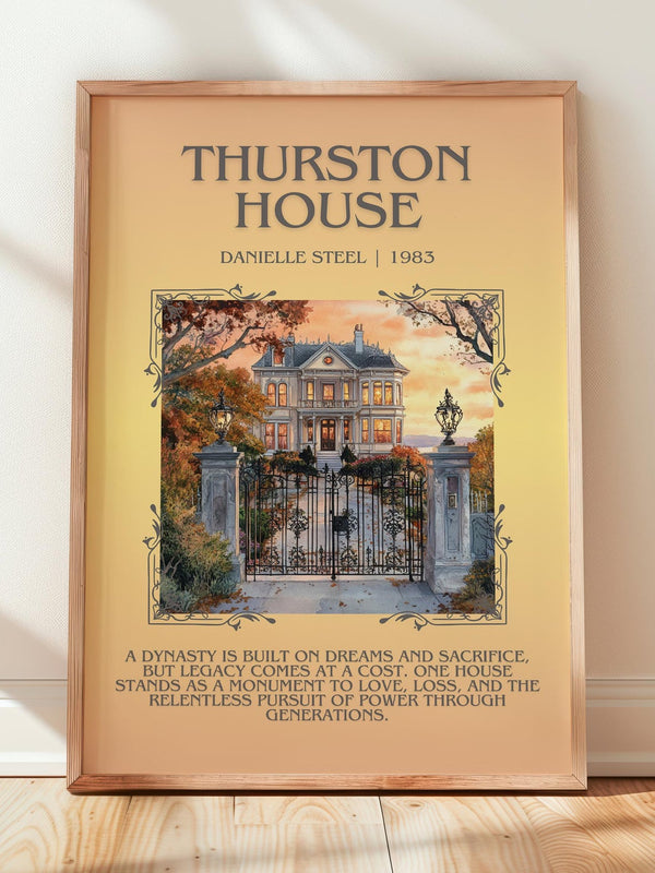 Thurston House minimalist print in frame leaning in hallway – romance wall art