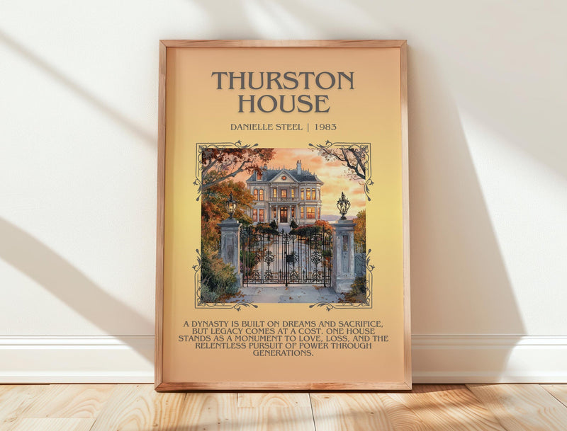 Thurston House minimalist print in frame leaning in hallway – romance wall art