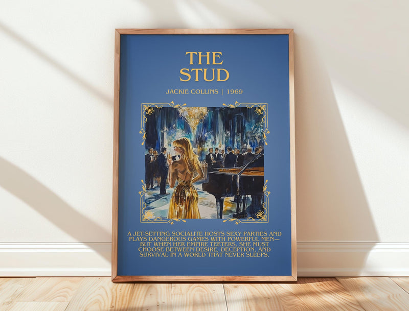 The Stud minimalist print in frame leaning in hallway – romance wall art