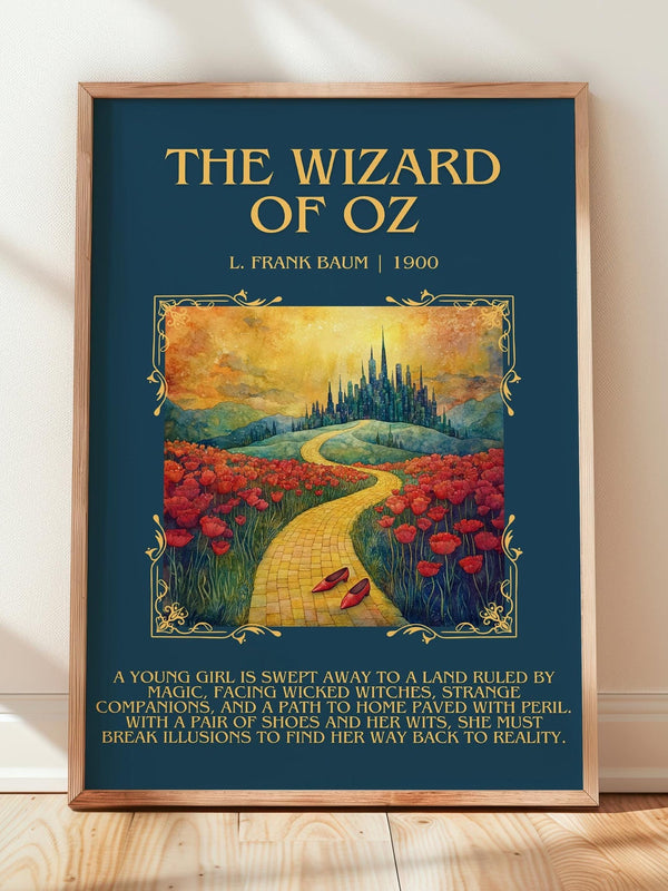 The Wizard Of Oz minimalist print in frame leaning in hallway – childrens wall art