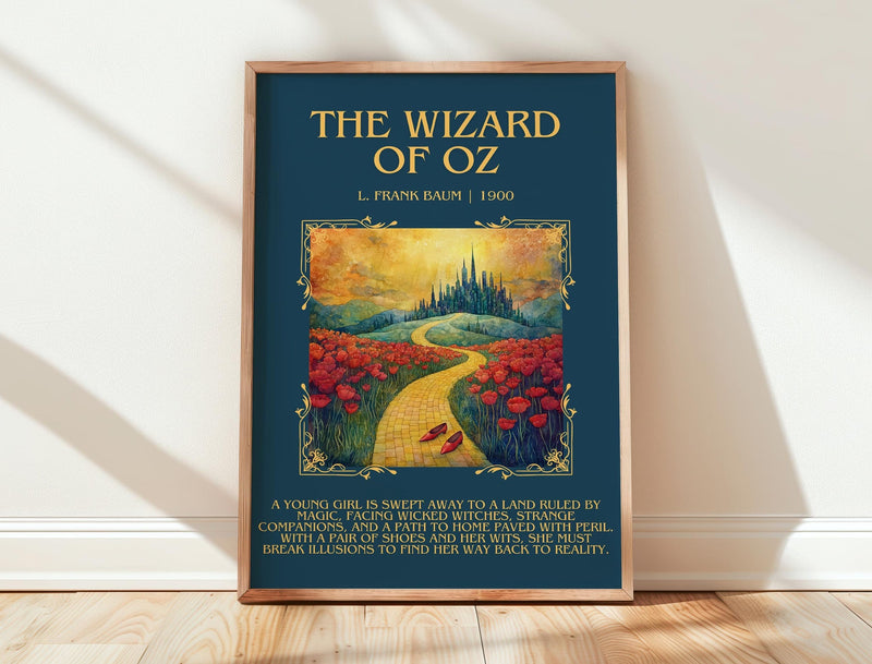 The Wizard Of Oz minimalist print in frame leaning in hallway – childrens wall art