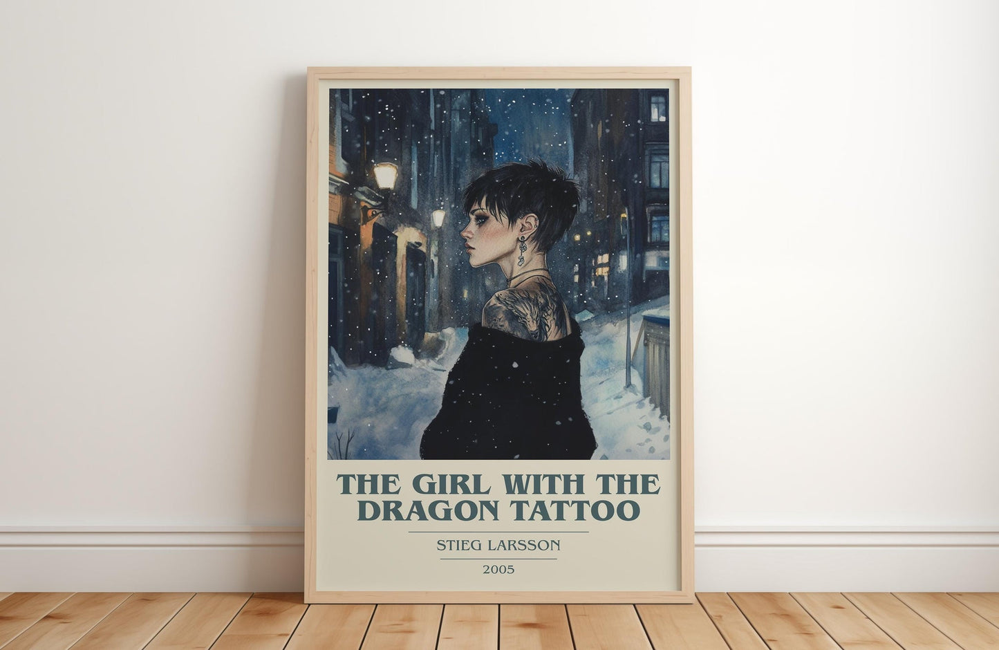 The Girl with the Dragon Tattoo book cover poster colour and style options – Stieg Larsson book art