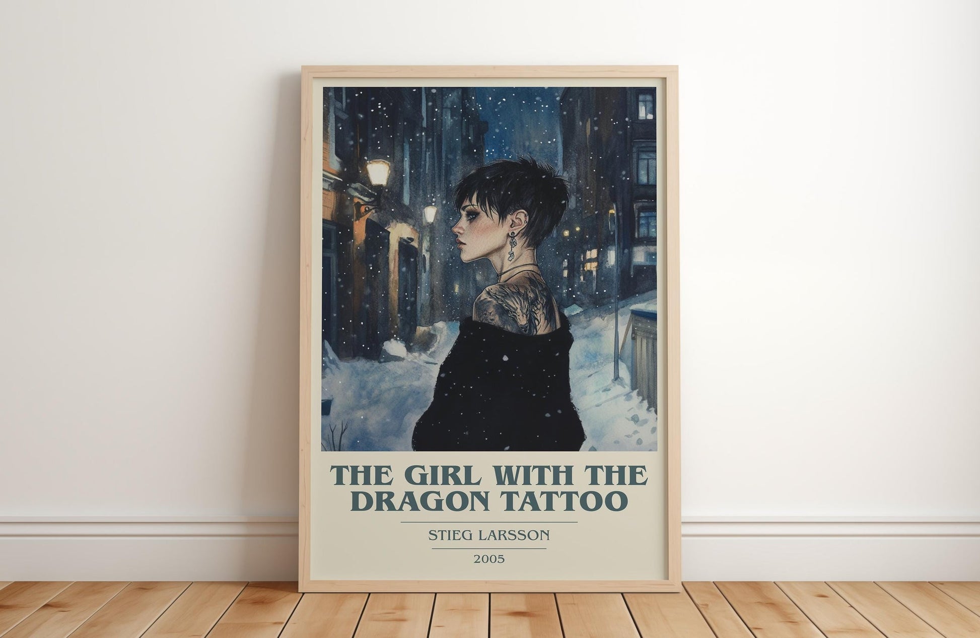 The Girl with the Dragon Tattoo book cover poster colour and style options – Stieg Larsson book art