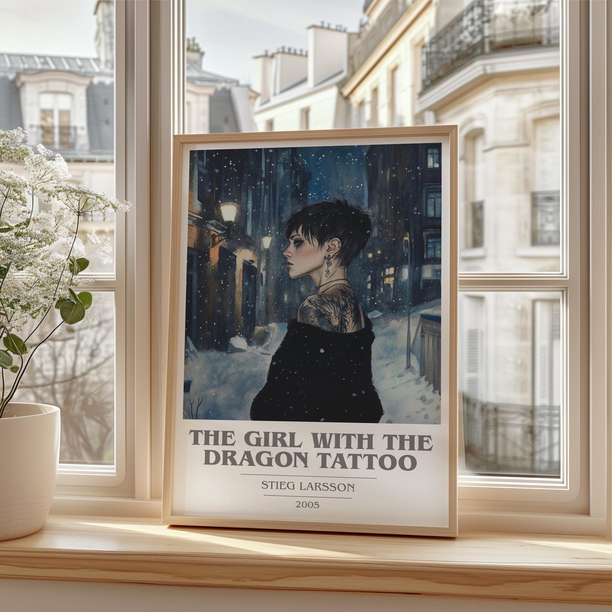 The Girl with the Dragon Tattoo book cover book poster framed on wall – crime wall art