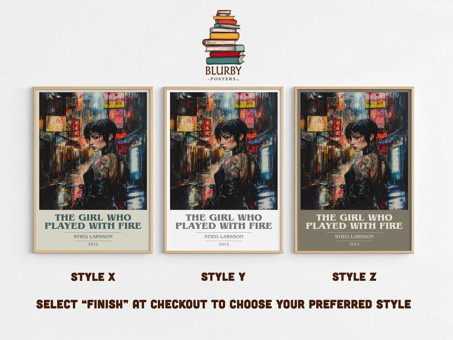 The Girl Who Played with Fire book cover print framed by window – literary home decor