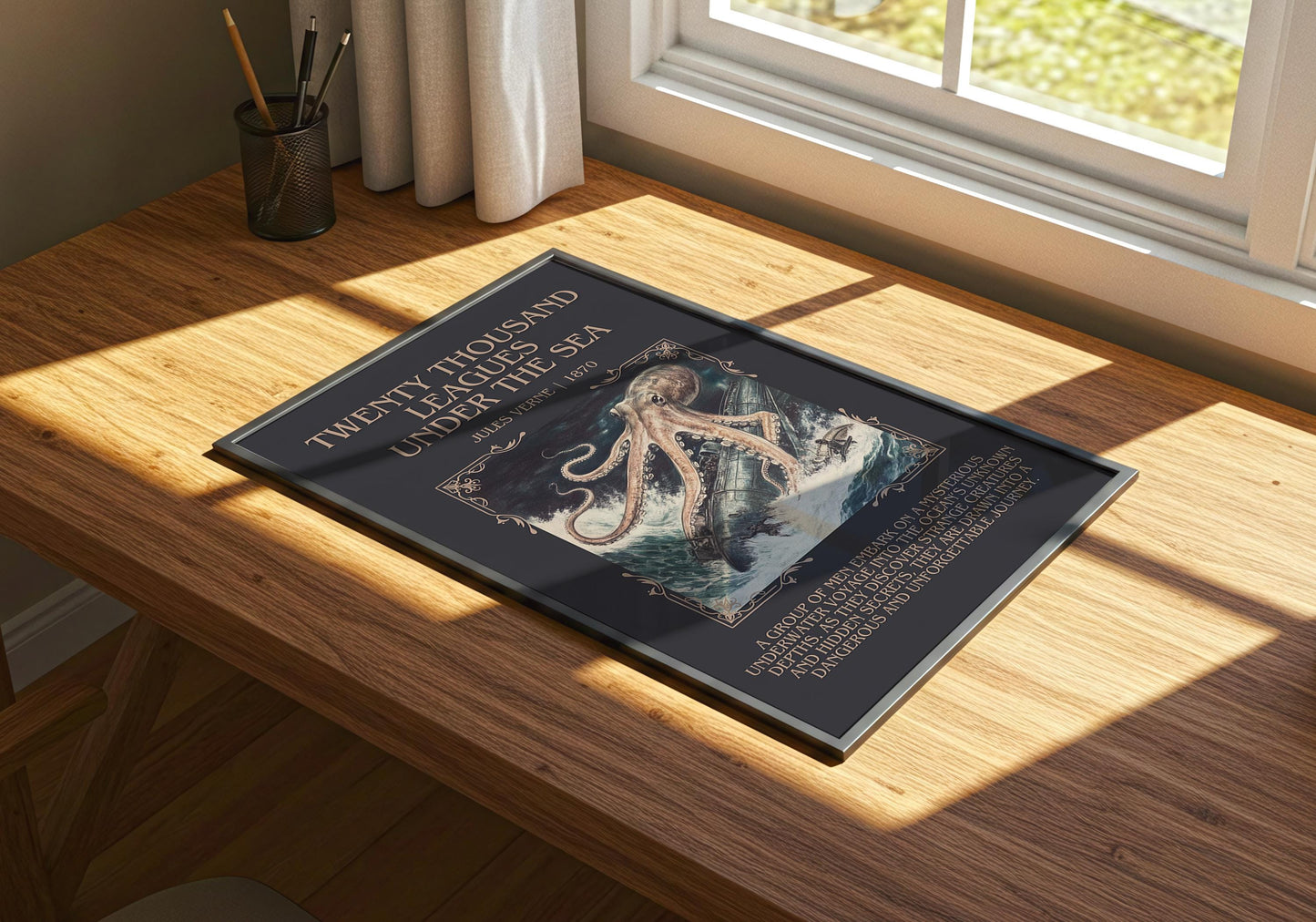 Twenty Thousand Leagues Under the Sea by Jules Verne| Descriptive Book Poster | Blurby