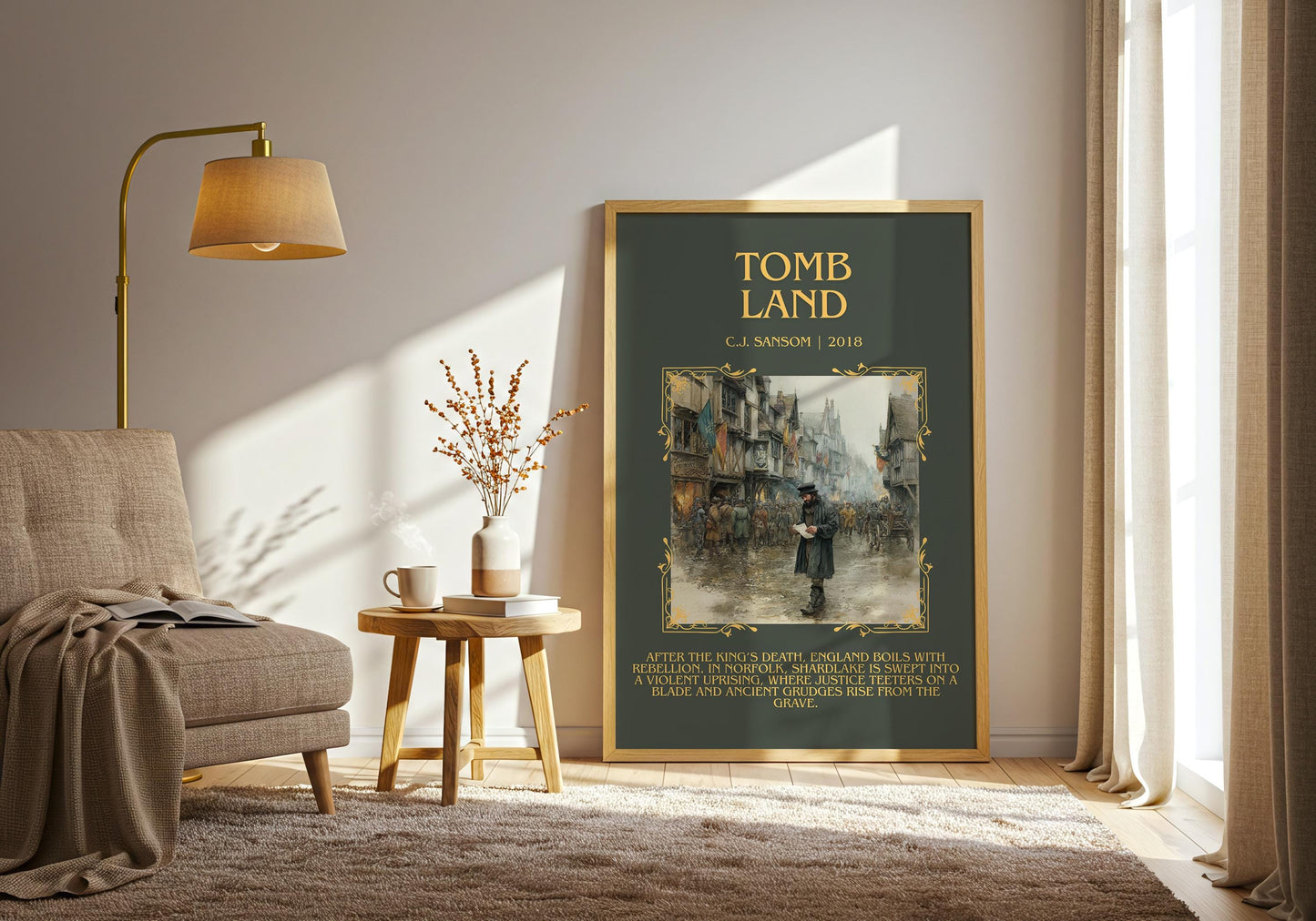 Tomb Land by C.J. Sansom| Descriptive Book Poster | Blurby