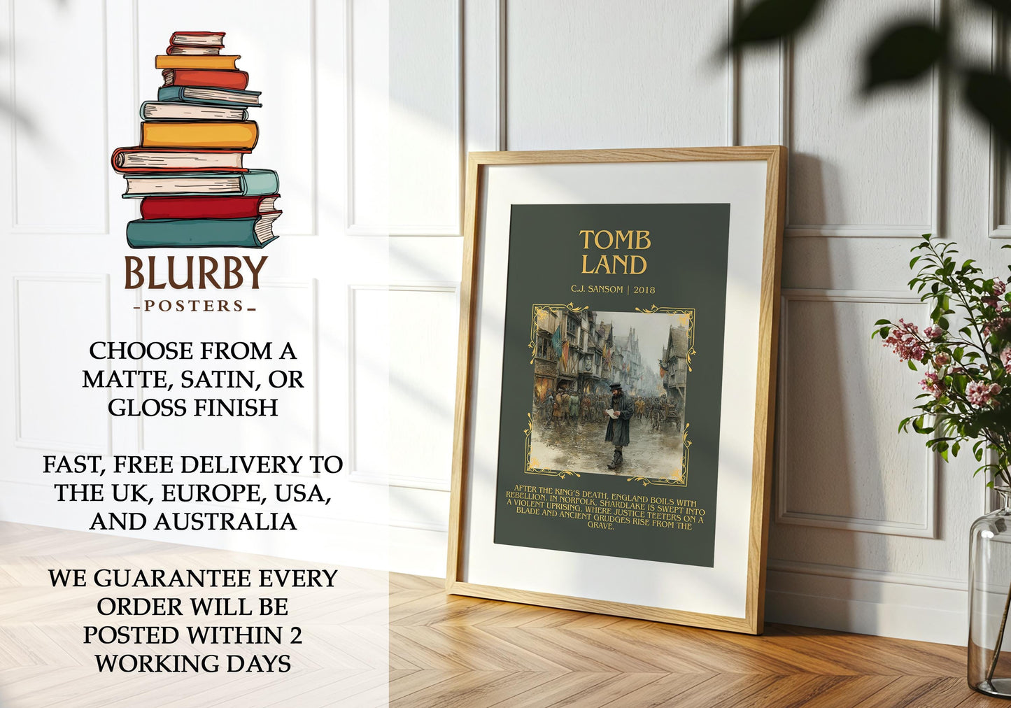 Tomb Land by C.J. Sansom| Descriptive Book Poster | Blurby