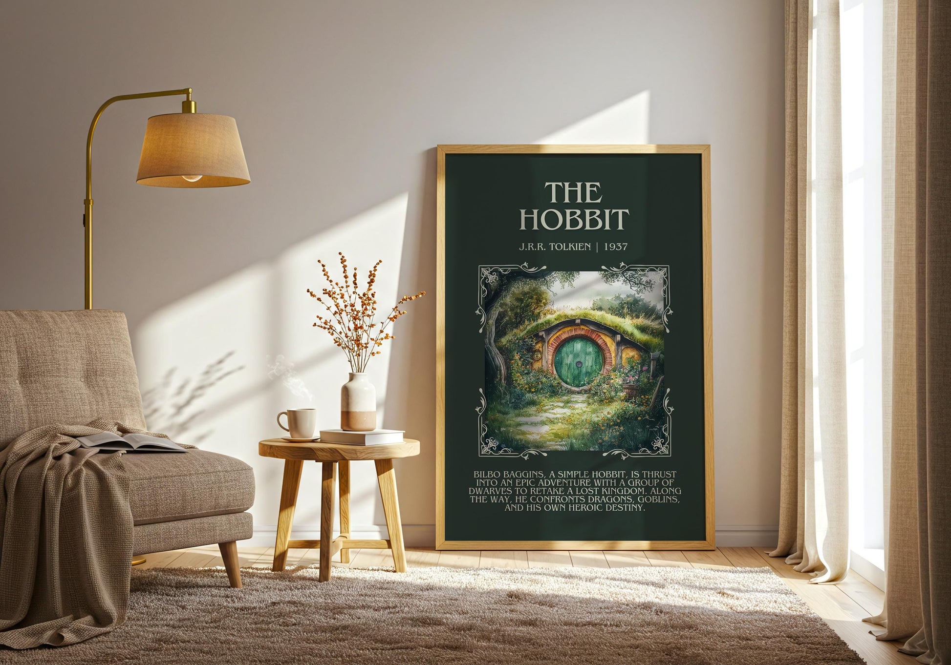 The Hobbit by J.R.R. Tolkien | Descriptive Book Poster | Blurby