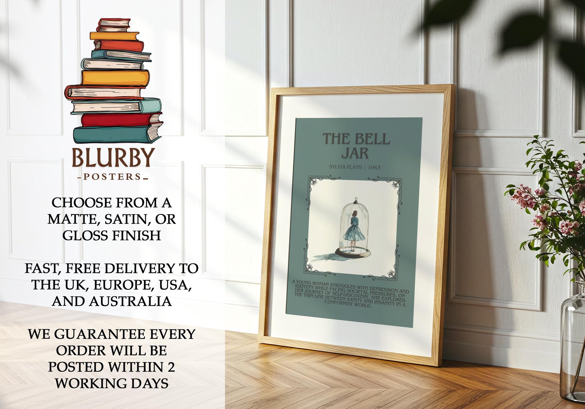 The Bell Jar by Sylvia Plath | Descriptive Book Poster | Blurby